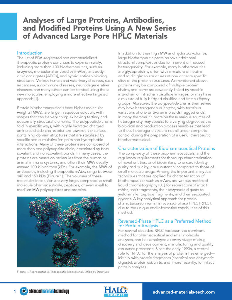 analysis of large proteins using advanced large pore hplc materials