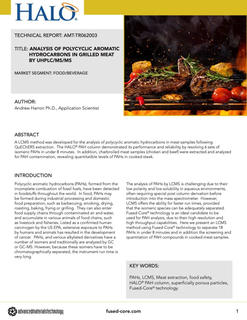 chromatography in food industry - hydrocarbons in grilled meat