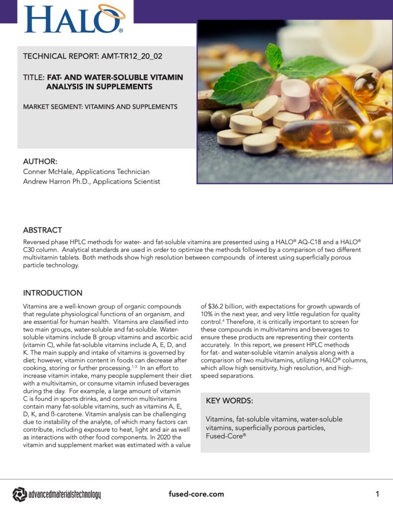 hplc for vitamin analysis - fat and water soluble vitamin analysis in supplements