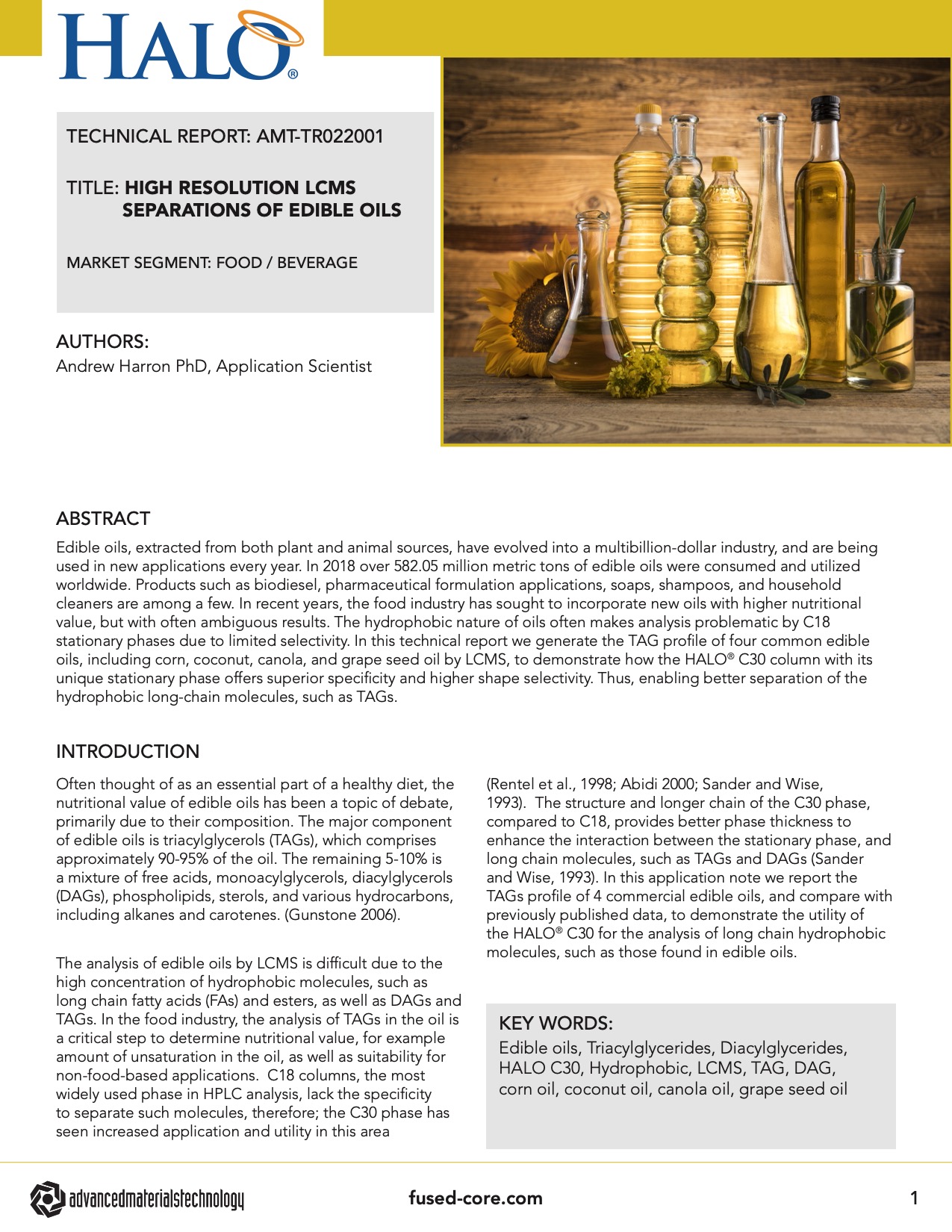 high resolution lcms separations of edible oils