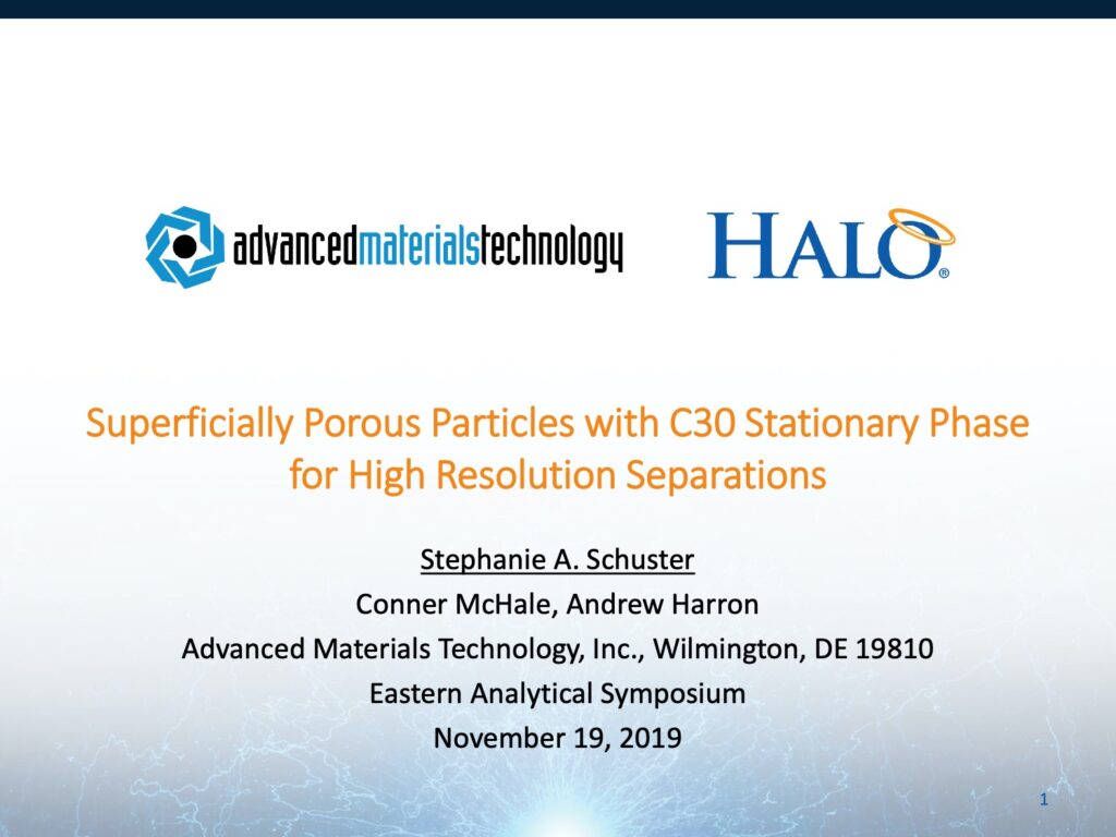 superficially porous particles with c30 stationary phase