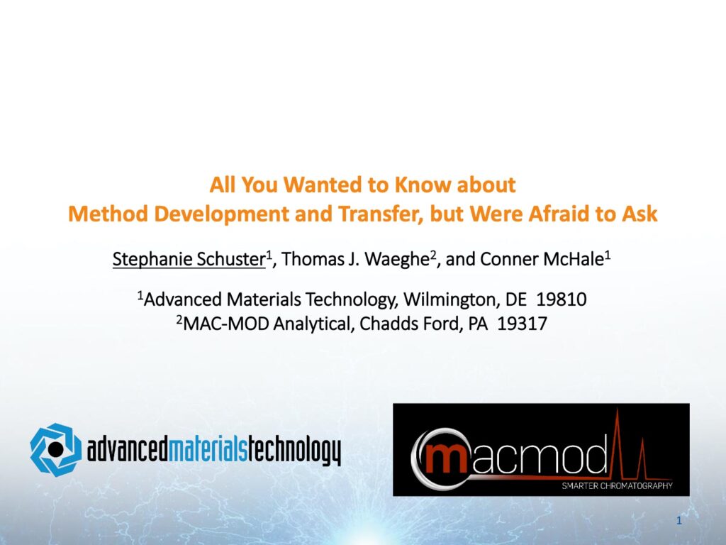 chromatography presentation - all you wanted to know about method development and transfer