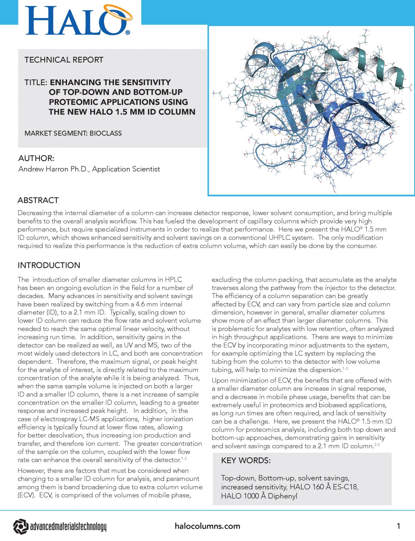 technical report - enhancing sensitivity of proteomic applications using 1.5 mm ID column